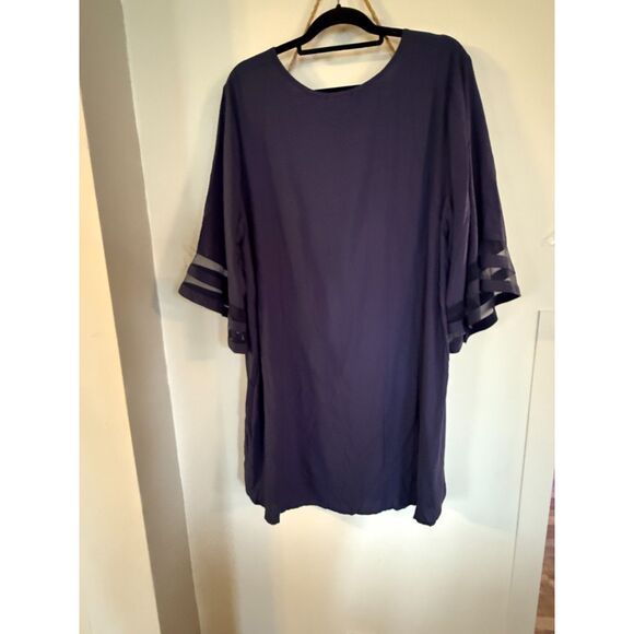 NEW Navy Blue Swim Coverup sz XXL Bell Sleeves Sheer Details - Picture 4 of 4